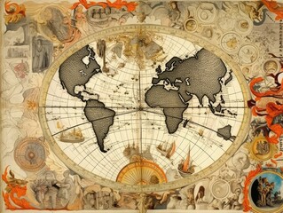 Antique Maps Collage -ai generated