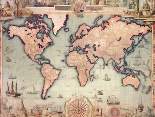 Antique Maps Collage -ai generated