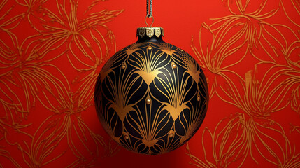 Generative ai. Artdeco Christmas background baubles winter festive background