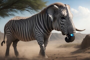 Crossbreed zebra elephant. Generative AI