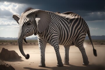 Crossbreed zebra elephant. Generative AI