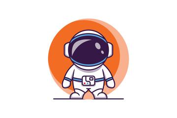 Cute Astronaut Cartoon Vector Icon Illustration. Technology Science Icon Concept Isolated Premium Vector