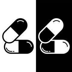 black and white capsule icon