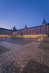 Plaza Mayor at sunrise in Madrid, Spain