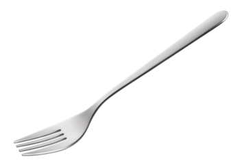 Empty steel or silver fork, cut out