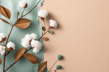 cotton branch with copy space banner background
