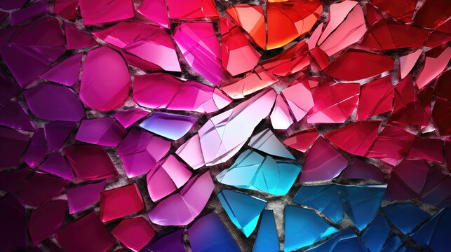 brocken ice cracked window spitter, mosaic wallpaper, ai generated image