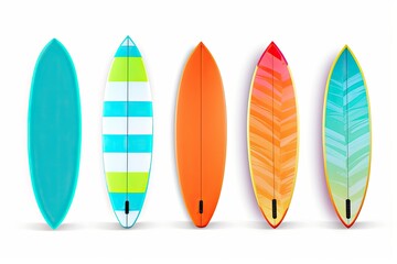 Assortment of surfboards isolated on white background. Generative ai.