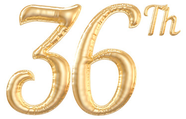 36th anniversary number Gold