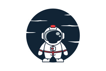 Astronaut With Moon Vector Icon Illustration. Spaceman Mascot Cartoon Character