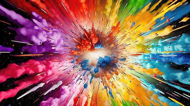 a color ball sphere is exploding, modern wallpaper design, ai generated image