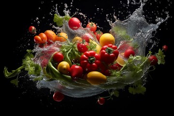 Mix vegetables and Water splash