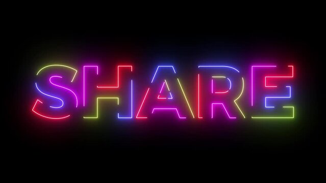 Share colored text. Laser vintage effect. Infinite loopable
