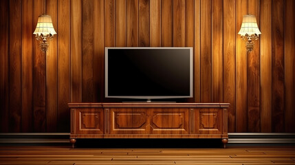 tv room mockup in a vintage house, ai generated image