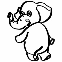 Elephant line drawing for decoration.