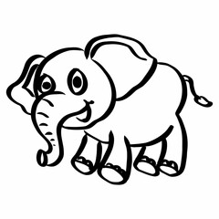 Elephant line drawing for decoration.