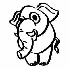 Elephant line drawing for decoration.