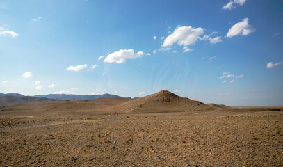 Desert landscape and clear sky