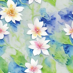 Beautiful watercolor flowers seamless pattern, ai generated