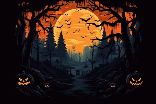 Happy halloween banner and party invitation background. Generatrive by AI