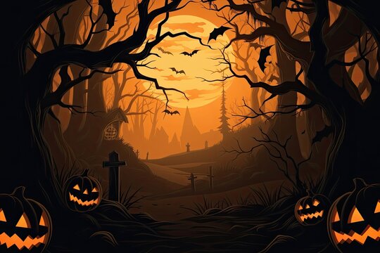 Happy halloween banner and party invitation background. Generatrive by AI
