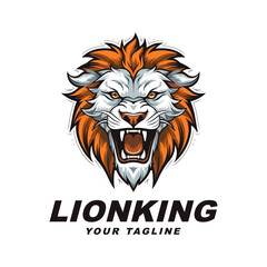 Modern professional angry lion king head logo