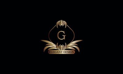 Letter G emblem calligraphic monogram template. Luxury elegant logo design. Vector illustration for projects for cafes, hotels, heraldry, restaurants, boutiques