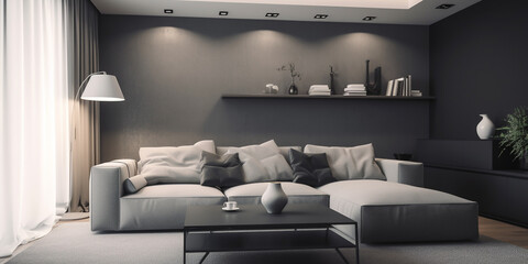 Fototapeta premium Luxury modern home, living room, architecture and real estate inspiration concept