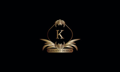 Letter K emblem calligraphic monogram template. Luxury elegant logo design. Vector illustration for projects for cafes, hotels, heraldry, restaurants, boutiques