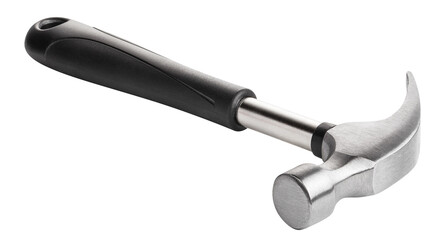 Hammer with black rubber handle, cut out