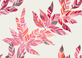 Colorful tree leaves seamless pattern vector. Simple botanical spring bandana tissue print.