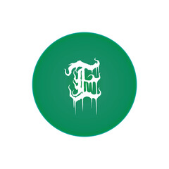 E font logo design in green background.