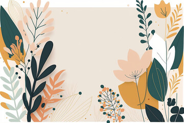 Ai generated illustration  simple flat style with copy space for text - background with plants and leaves