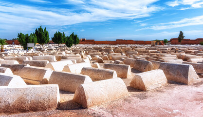 Jewish cemetery in ancient old medina, Marrakech, Morocco, Africa