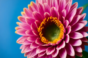 Fototapeta premium Pattern of yellow and blue, bright flowers. Fantastic, fantasy, colorful flowers. Generative AI