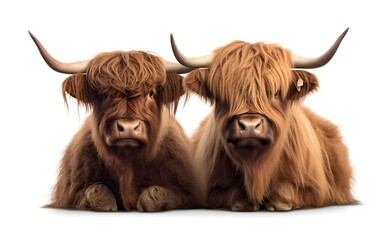 Hairy Scottish Highlanders on a white background. Generative AI.