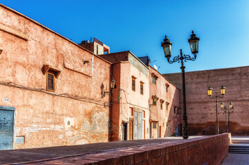 Lamp posts in the Marrakesh Medina , Kasbah quartier.