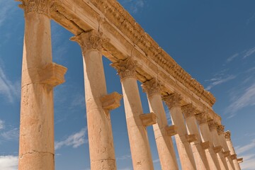 View of the ruins of the ancient Palmyra city built in the 1st to 2nd century. UNESCO World Heritage. Syria.
