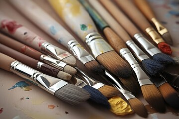 Brushes and paint