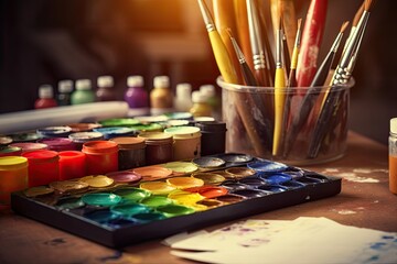 Brushes and paint