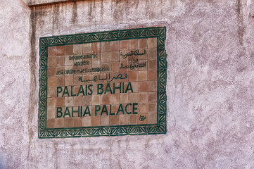 palace Bahia sign in Marrakesh