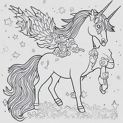 Magical Unicorn Coloring Page Sparks Kids' Creativity with Colors