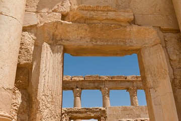 View of the ruins of the ancient Palmyra city built in the 1st to 2nd century. UNESCO World Heritage. Syria.