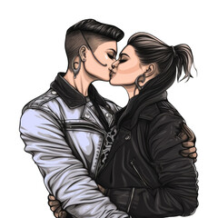 illustration of an LGBT couple, lesbian couple
