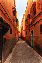 colorful street of marrakech, morocco