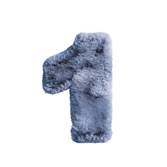 数字の1。灰色のふらふわな文字。