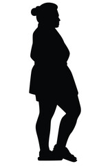 Fototapeta premium Woman silhouette vector on white background ,people in black and white, illustration for creative content.