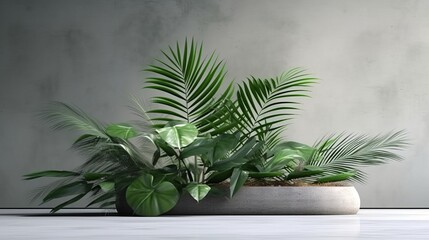 Fresh oasis a tropical palm leaves. AI generated
