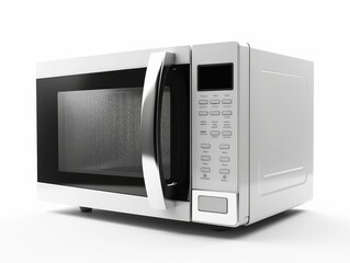 Obraz premium a modern white and black microwave on white background. image used for an ad. Generative AI
