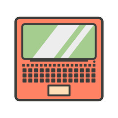 Expanded laptop computer icon logo. Technology. Vector illustration. Flat design style.